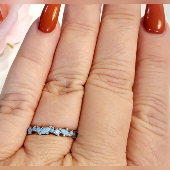 Sterling Silver Ring Dainty Turquoise Womens Jewelry - Picture 2 of 8